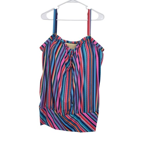 Swimsuits For All Multicolor Striped Tankini Top With Built-In Bra Size 26 - Picture 9 of 10